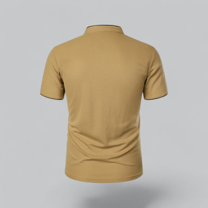 Herren Stehkragen Baumwoll Kurzarm Polo-Shirt