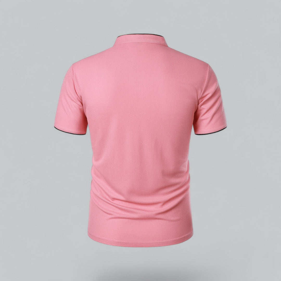 Herren Stehkragen Baumwoll Kurzarm Polo-Shirt