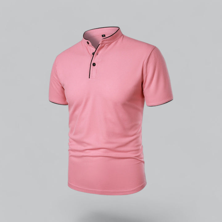 Herren Stehkragen Baumwoll Kurzarm Polo-Shirt