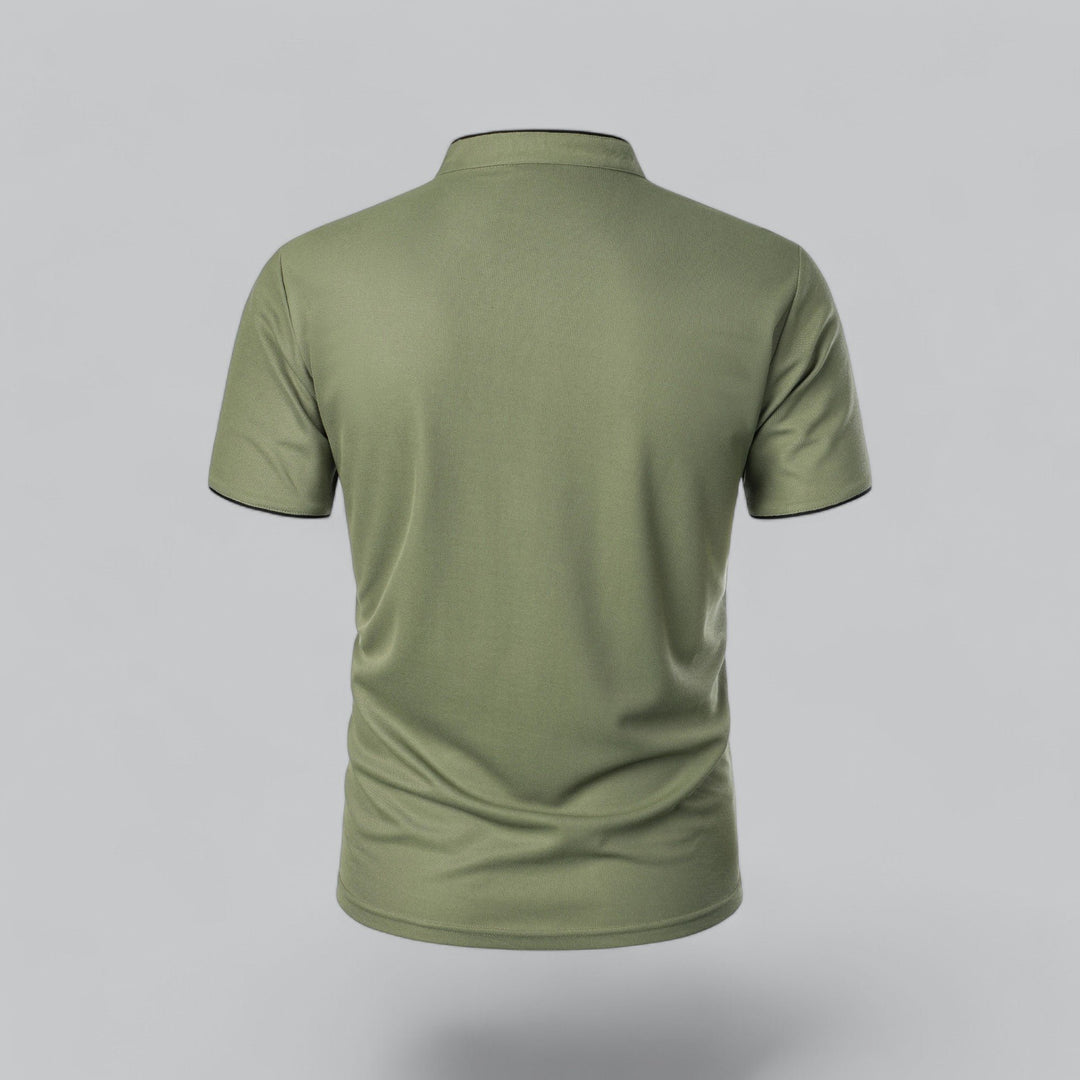 Herren Stehkragen Baumwoll Kurzarm Polo-Shirt