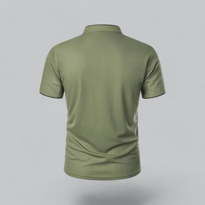 Herren Stehkragen Baumwoll Kurzarm Polo-Shirt