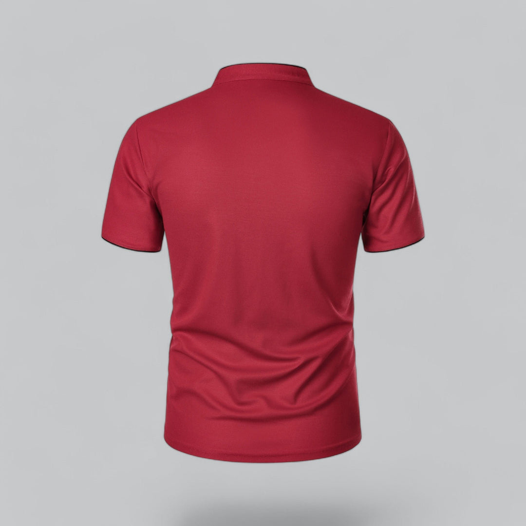 Herren Stehkragen Baumwoll Kurzarm Polo-Shirt