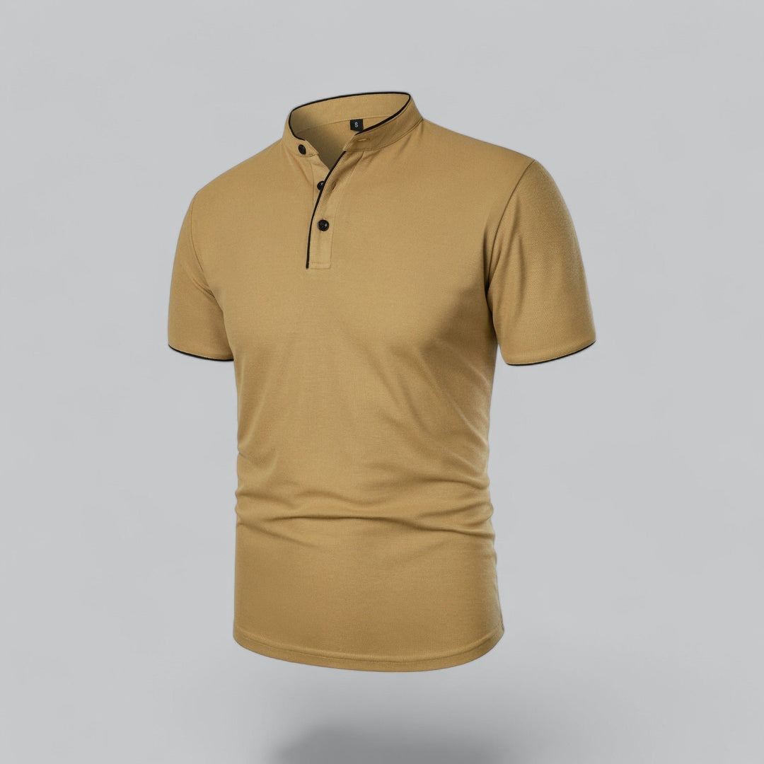 Herren Stehkragen Baumwoll Kurzarm Polo-Shirt