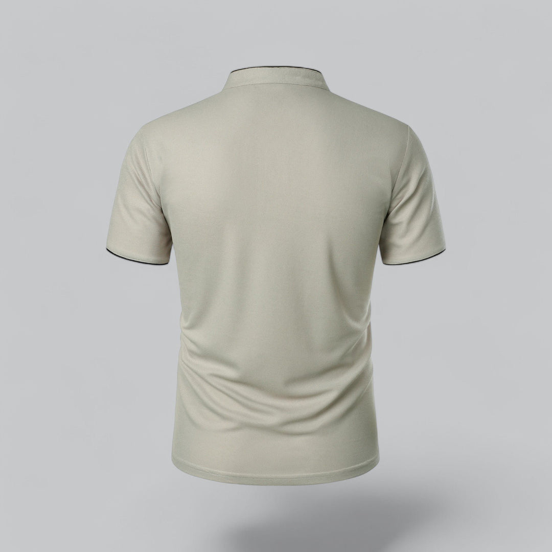Herren Stehkragen Baumwoll Kurzarm Polo-Shirt