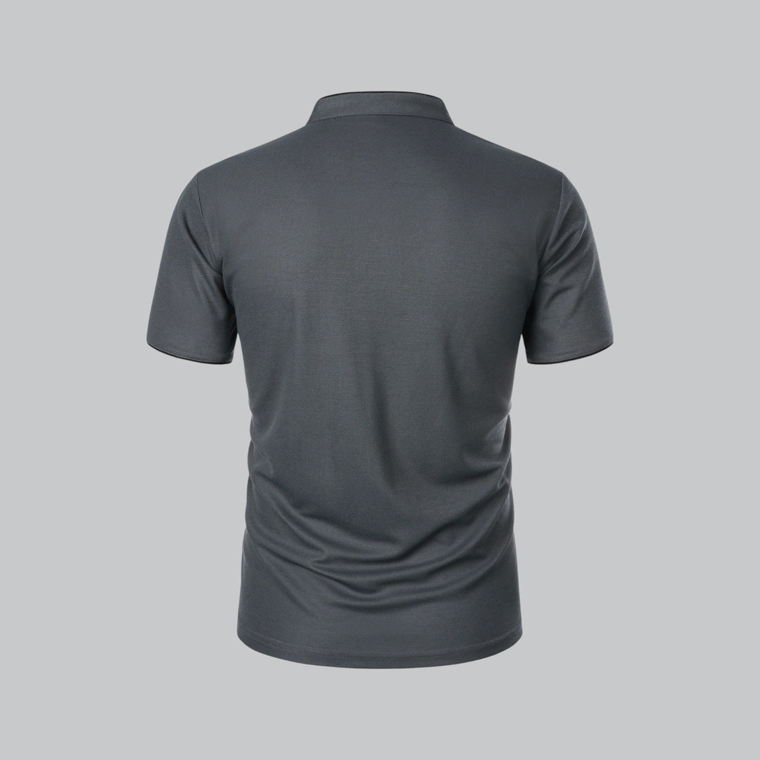 Herren Stehkragen Baumwoll Kurzarm Polo-Shirt