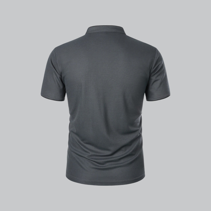 Herren Stehkragen Baumwoll Kurzarm Polo-Shirt
