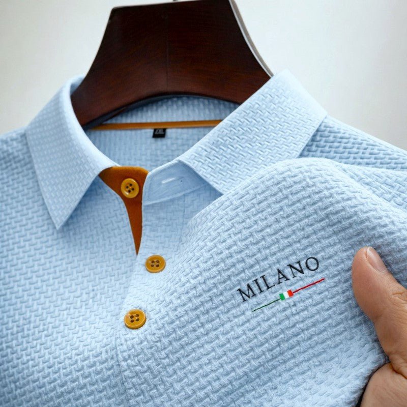 Herren Texturiertes Poloshirt Milano Knopfleiste - Light blue