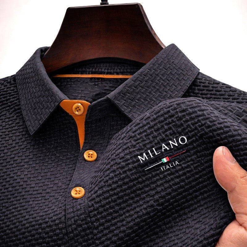 Herren Texturiertes Poloshirt Milano Knopfleiste - Gray
