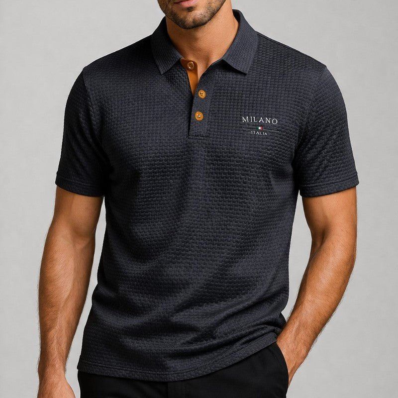 Herren Texturiertes Poloshirt Milano Knopfleiste