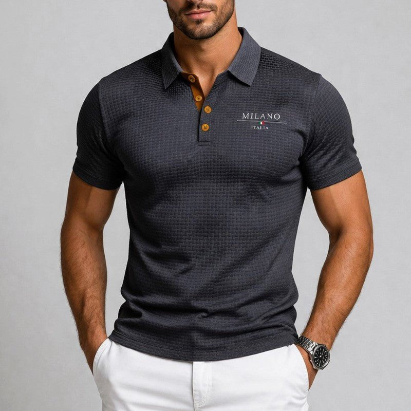 Herren Texturiertes Poloshirt Milano Knopfleiste