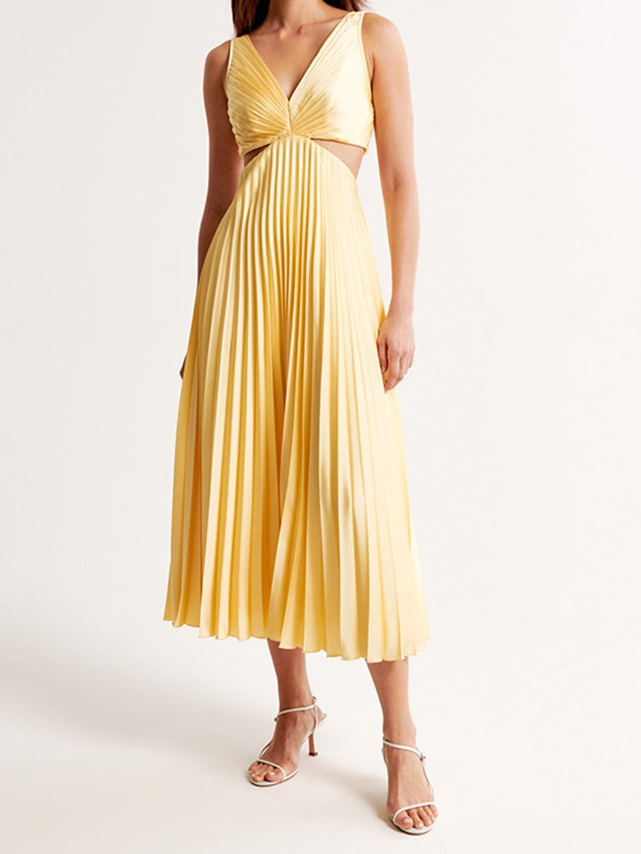 Madison Mother of the Bride Dress Plissiertes Maxi-Kleid V-Ausschnitt Cutout