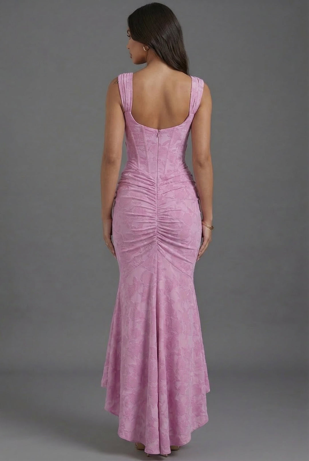 Maxi Kleid Korsett Gerafft Fishtail Blumenmuster