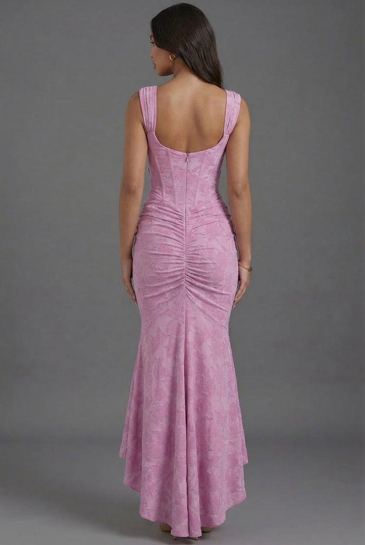 Maxi Kleid Korsett Gerafft Fishtail Blumenmuster
