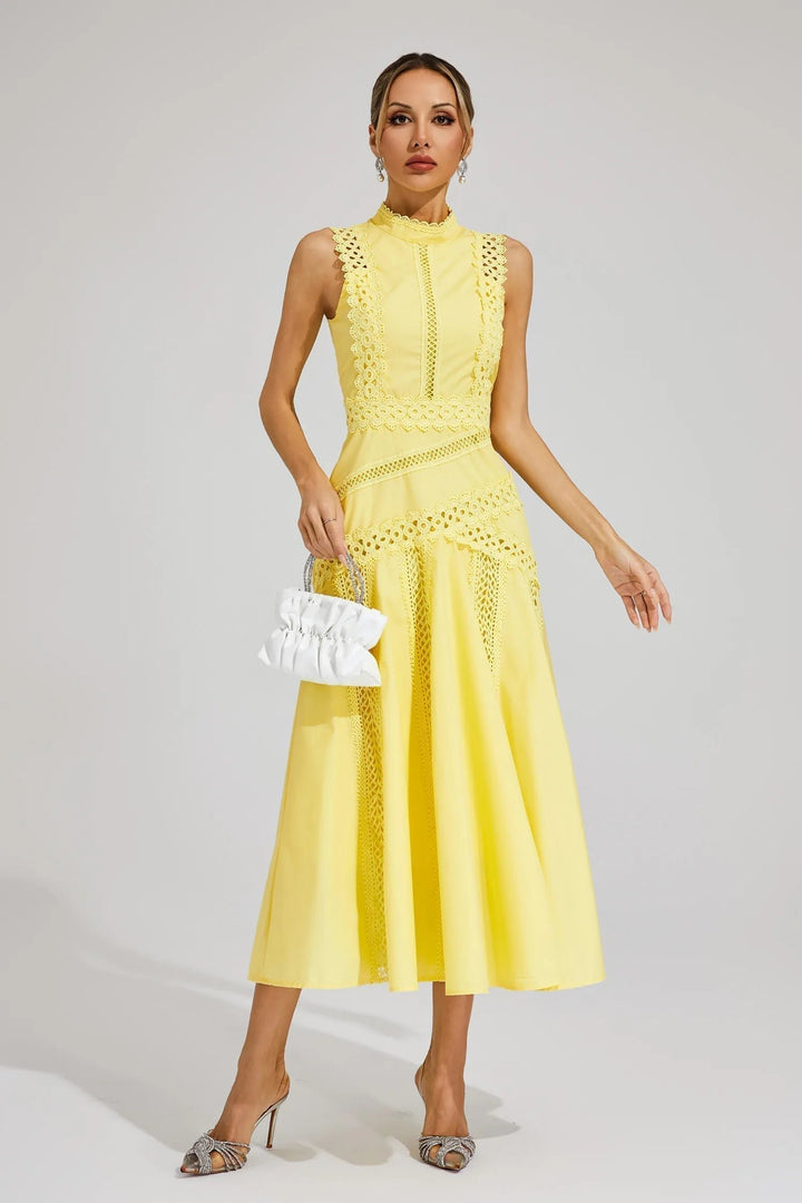 Midi Kleid Ärmellos Spitze Hochzeitsgast Elegant