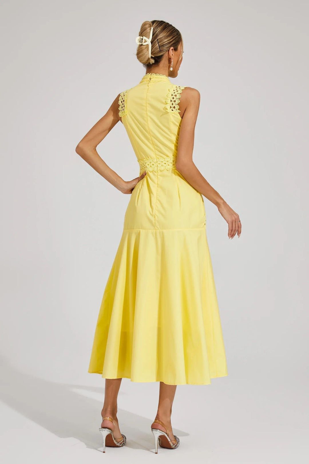 Midi Kleid Ärmellos Spitze Hochzeitsgast Elegant