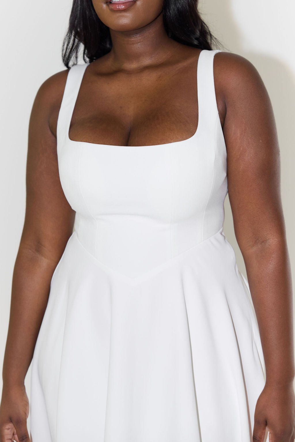 Midikleid A-Linie Quadratischer Ausschnitt Plissee