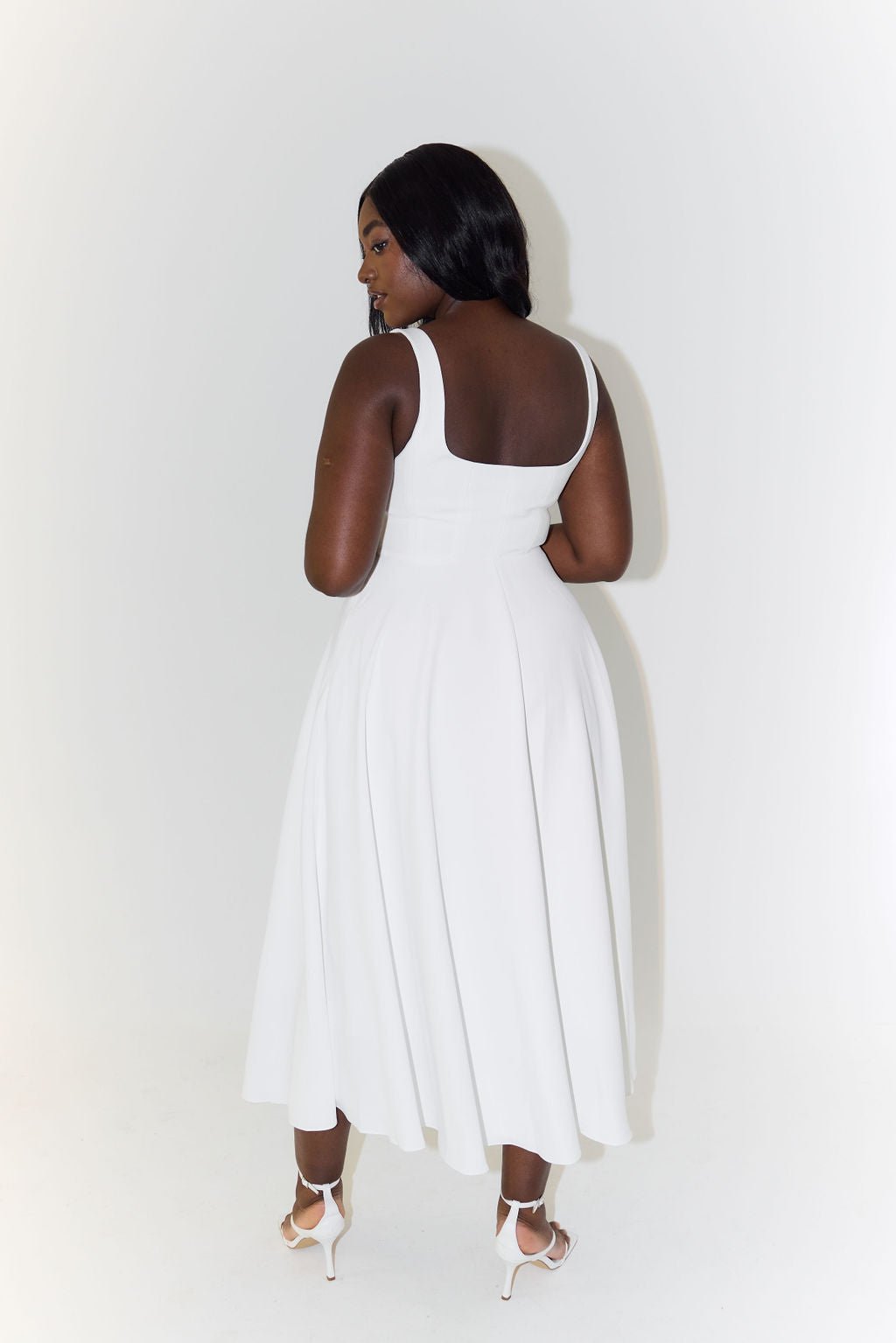 Midikleid A-Linie Quadratischer Ausschnitt Plissee