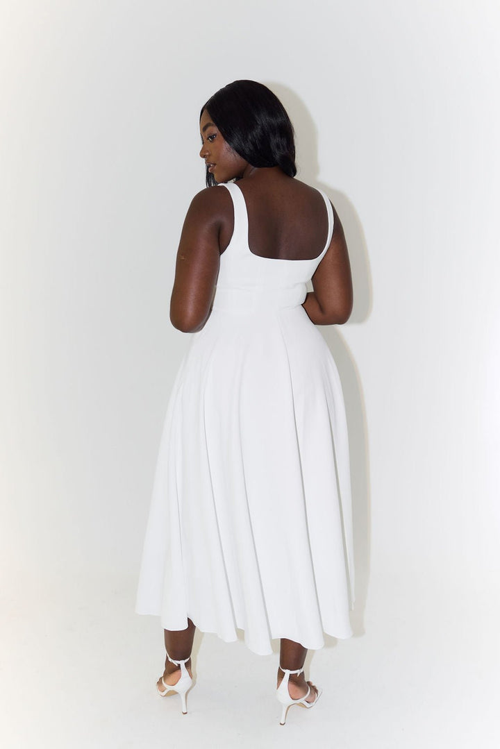 Midikleid A-Linie Quadratischer Ausschnitt Plissee