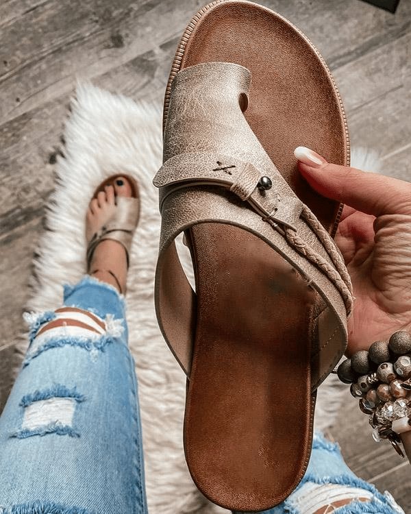 Orthopädische Sandalen Comfort Zehentrenner Veganes Leder