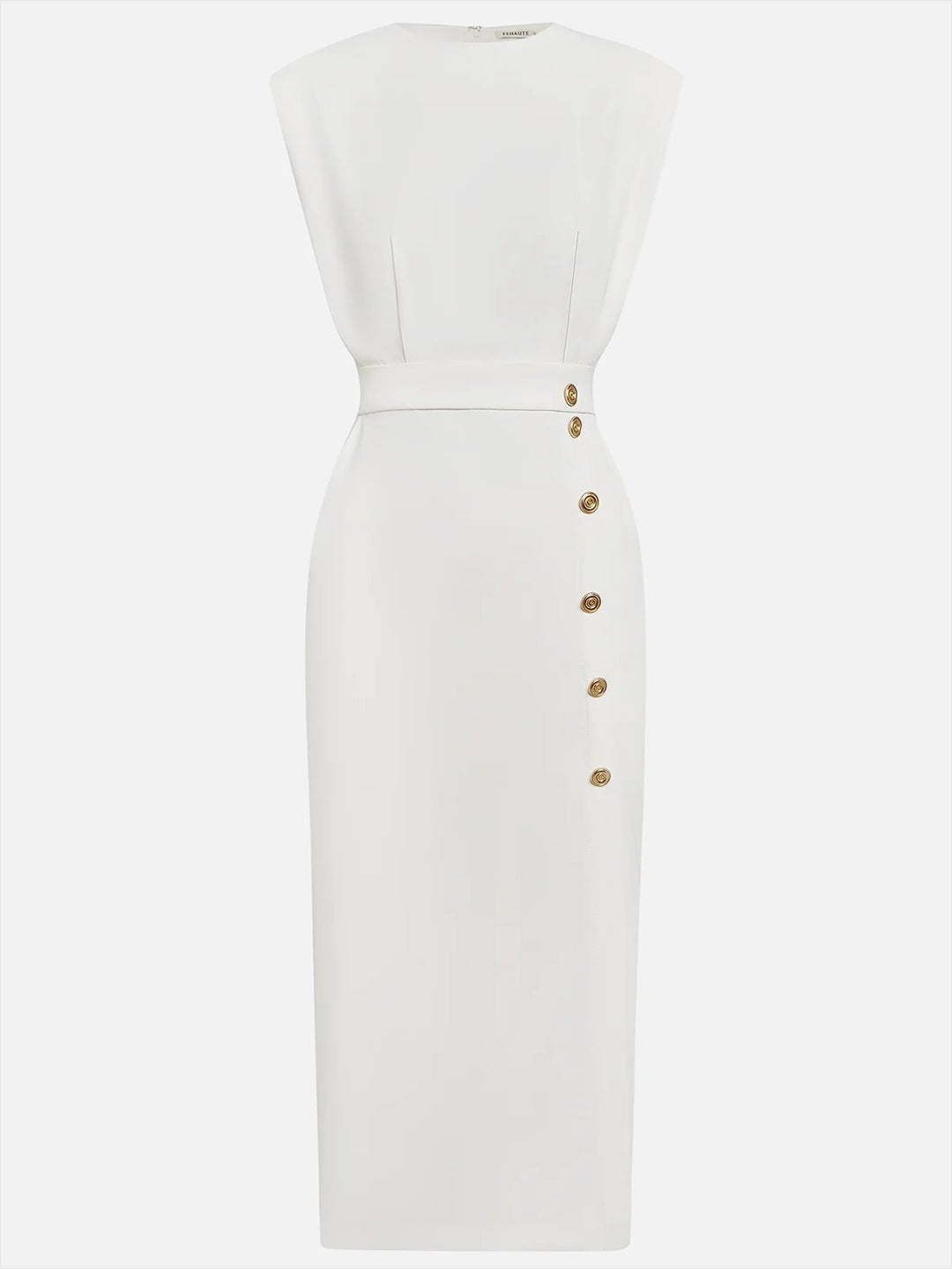 Ärmelloses Midi Kleid mit Knopfleiste