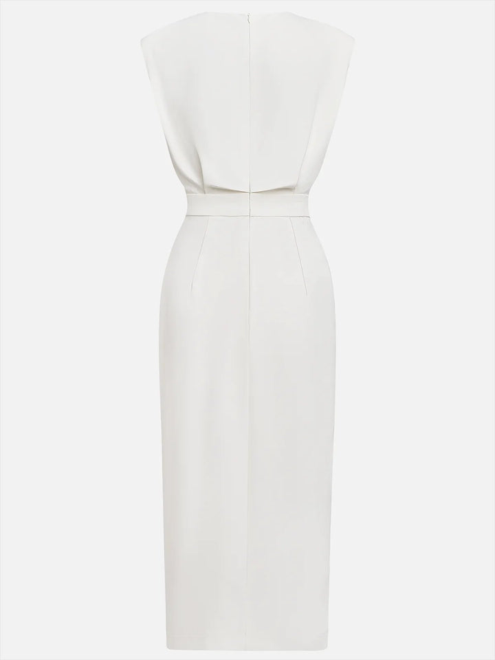 Ärmelloses Midi Kleid mit Knopfleiste