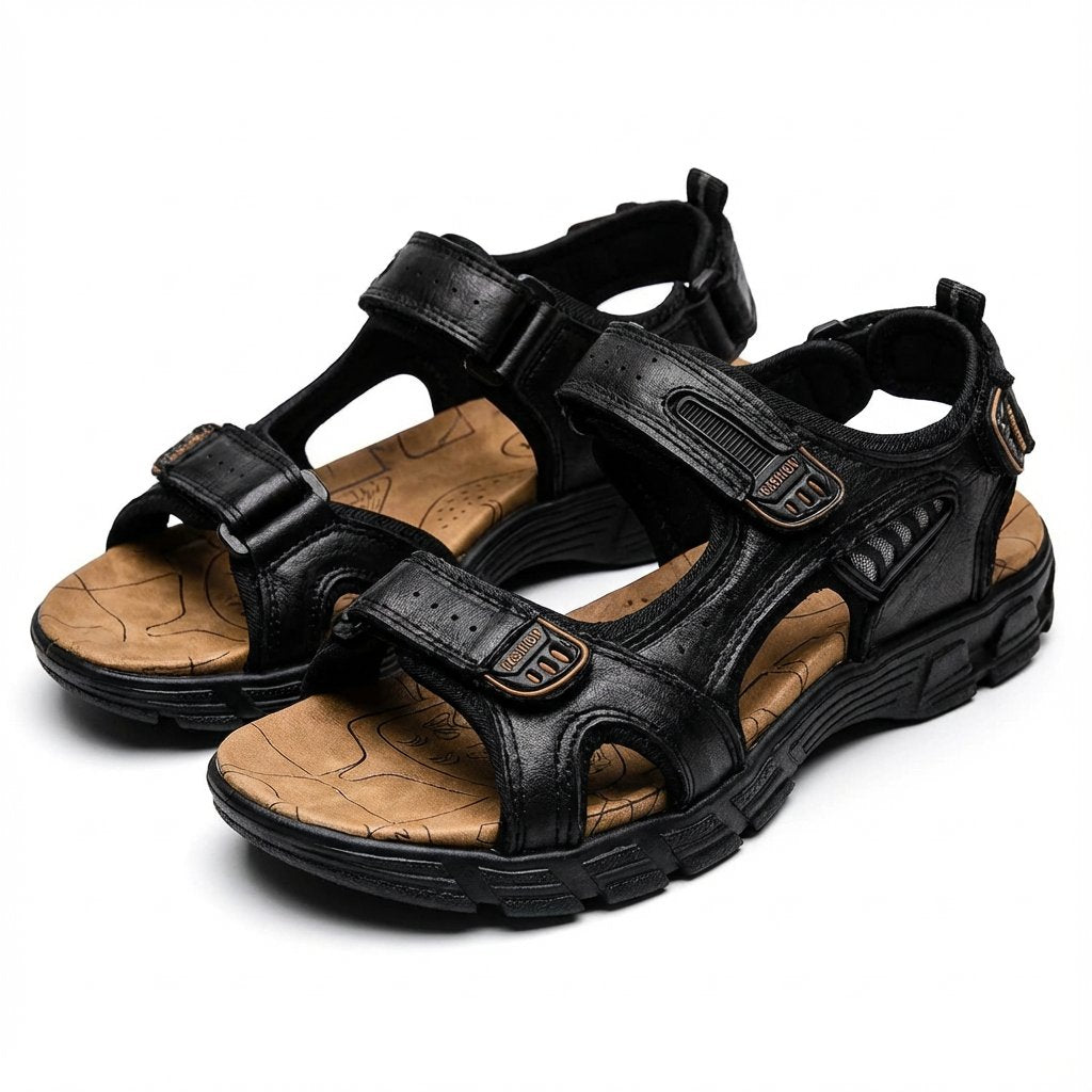 Unisex Trekking-Sandalen Klettverschluss Profilsohle Outdoor - Negro