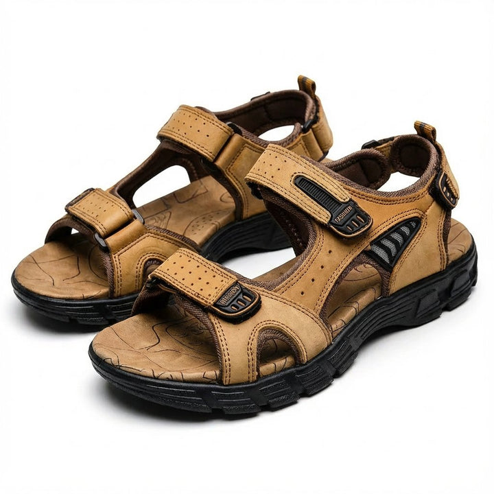 Unisex Trekking-Sandalen Klettverschluss Profilsohle Outdoor - Marrón claro